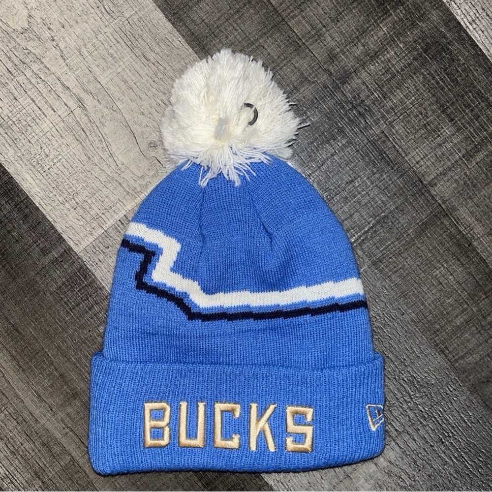 Brand New Blue City Edition Milwaukee Bucks Beanie with removable Pom